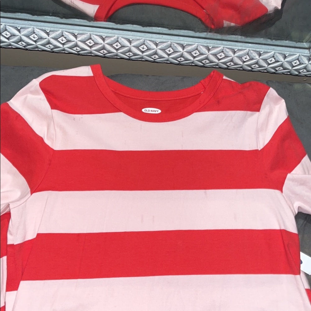 Coral and light coral long sleeve tee